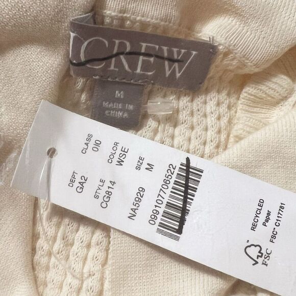 J. Crew Pointelle ruffle-trim cardigan in Warm Sesame Ecru Size M NWT CG814 - Picture 7 of 10